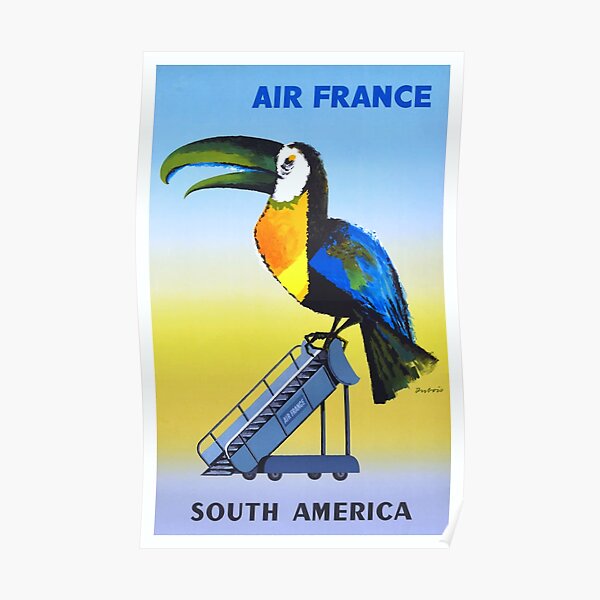 1956 Air France South America Toucan Travel Poster Poster