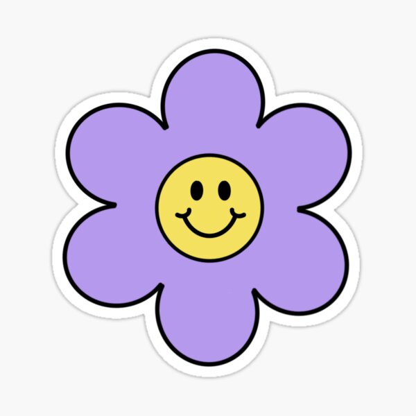 Flower Smiley Face Pink Sticker for Sale by berrydesignco