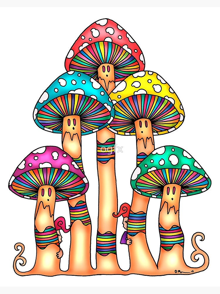 Mushroom Forest Slim Sticker, Girl