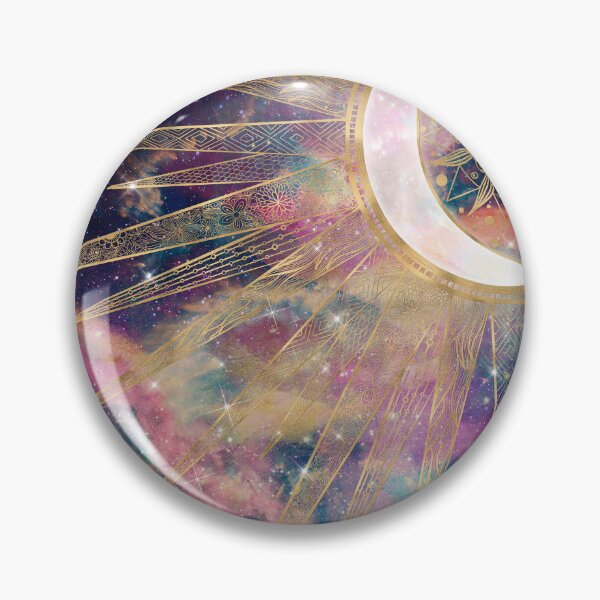 Item preview, Colorful Nebula Gold Doodles Sun Moon Mandala designed and sold by NdesignTrend.