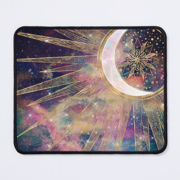 Item preview, Colorful Nebula Gold Doodles Sun Moon Mandala designed and sold by NdesignTrend.
