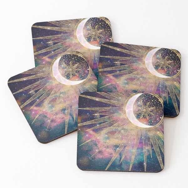 Item preview, Colorful Nebula Gold Doodles Sun Moon Mandala designed and sold by NdesignTrend.