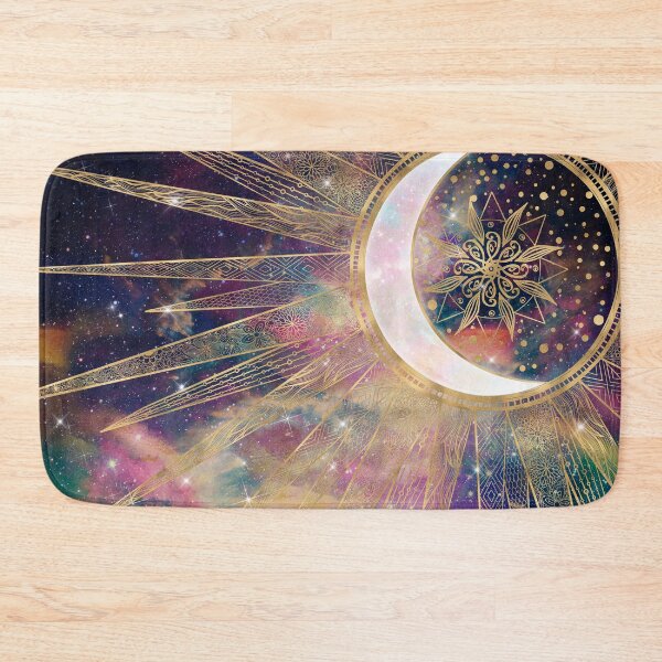 Item preview, Colorful Nebula Gold Doodles Sun Moon Mandala designed and sold by NdesignTrend.