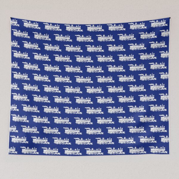 Item preview, Steam Locomotive on Blue designed and sold by TLTextiles.