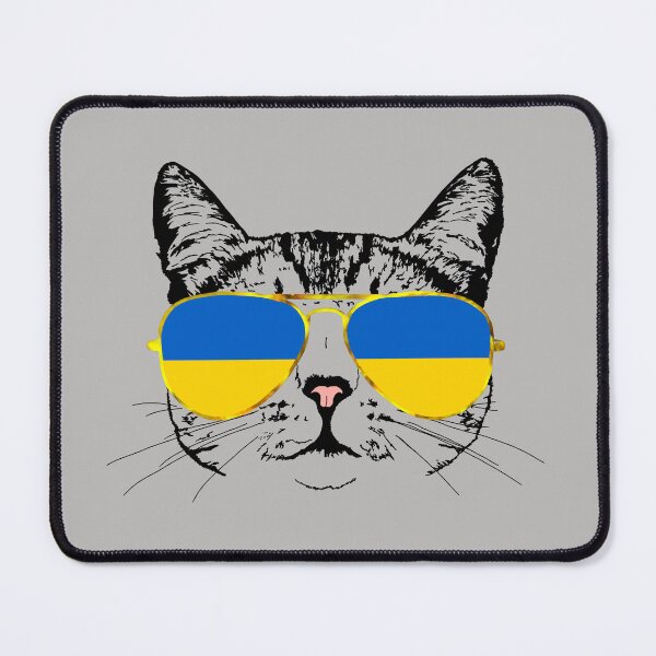 Item preview, Cat with Ukraine Flag Gold Aviators designed and sold by LuxeHurricane.