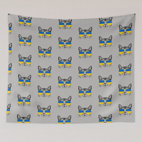 Item preview, Cat with Ukraine Flag Gold Aviators designed and sold by LuxeHurricane.