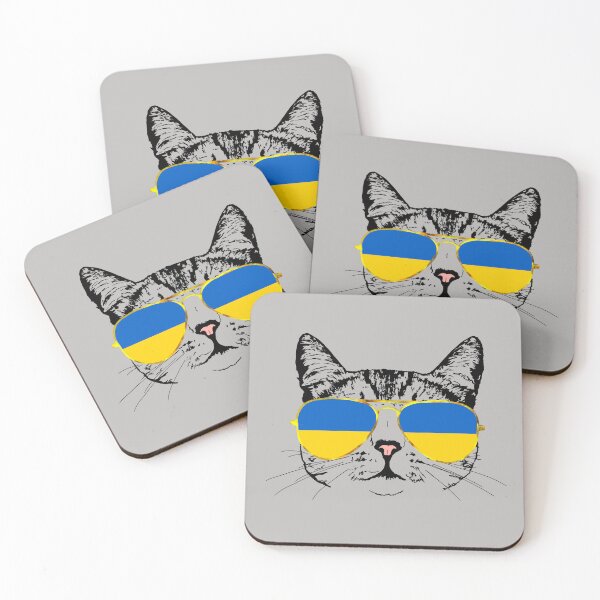 Item preview, Cat with Ukraine Flag Gold Aviators designed and sold by LuxeHurricane.