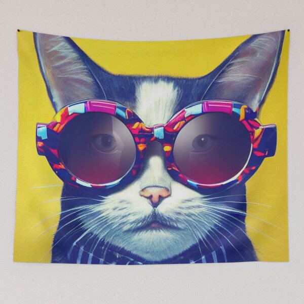 Item preview, funny cat with funky glasses designed and sold by lnd-momole.