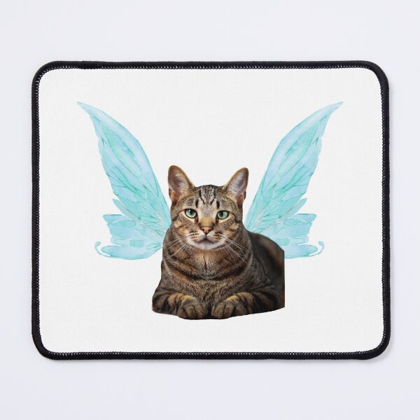 Item preview, Fairy Cat - Blue Butterfly Wings Brown Tabby Cottagecore designed and sold by SundaySoup.