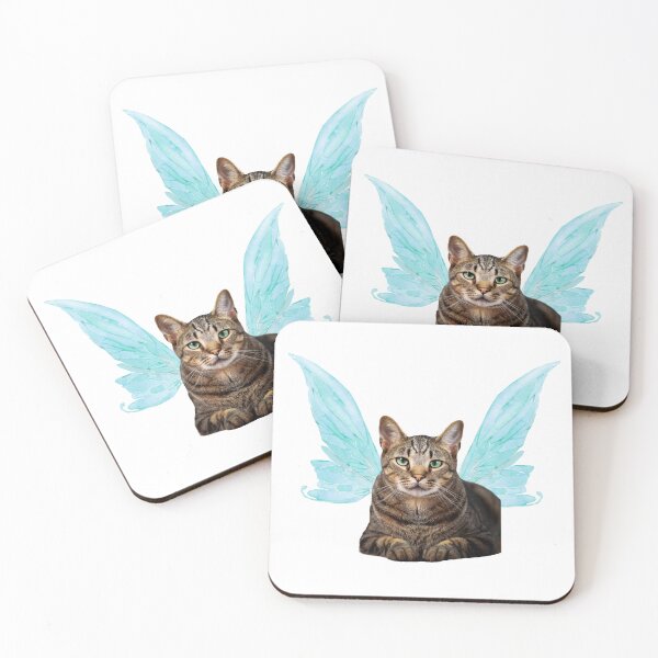 Item preview, Fairy Cat - Blue Butterfly Wings Brown Tabby Cottagecore designed and sold by SundaySoup.