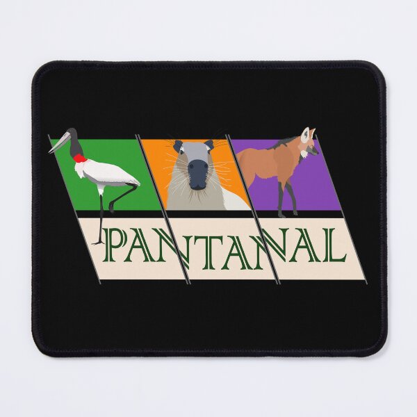 Item preview, Pantanal fauna - Tuiuiú - Capybara - Maned Wolf (on black) designed and sold by Groenendijk.
