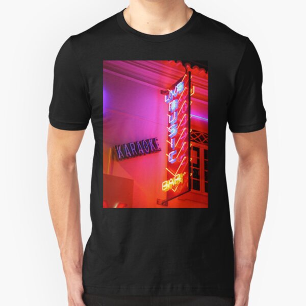 Karaoke Music Neon Sign Lights Slim Fit T-Shirt