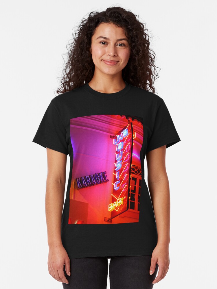 Alternate view of Karaoke Music Neon Sign Lights Classic T-Shirt