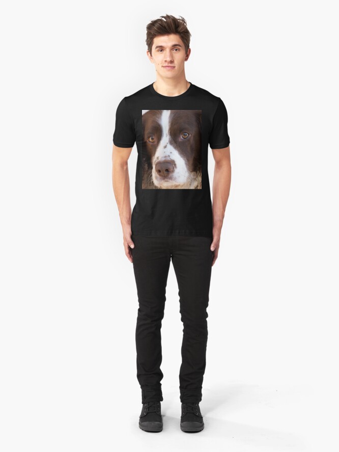 Alternate view of Brown and White Springer Spaniel Portrait Slim Fit T-Shirt