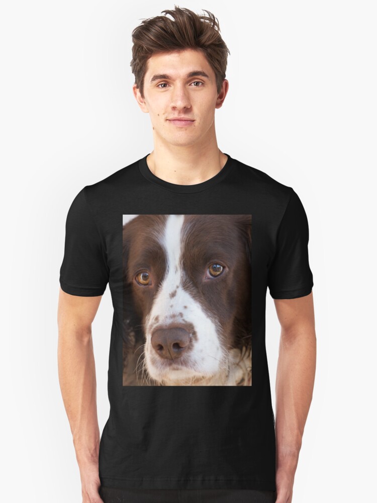 Alternate view of Brown and White Springer Spaniel Portrait Slim Fit T-Shirt