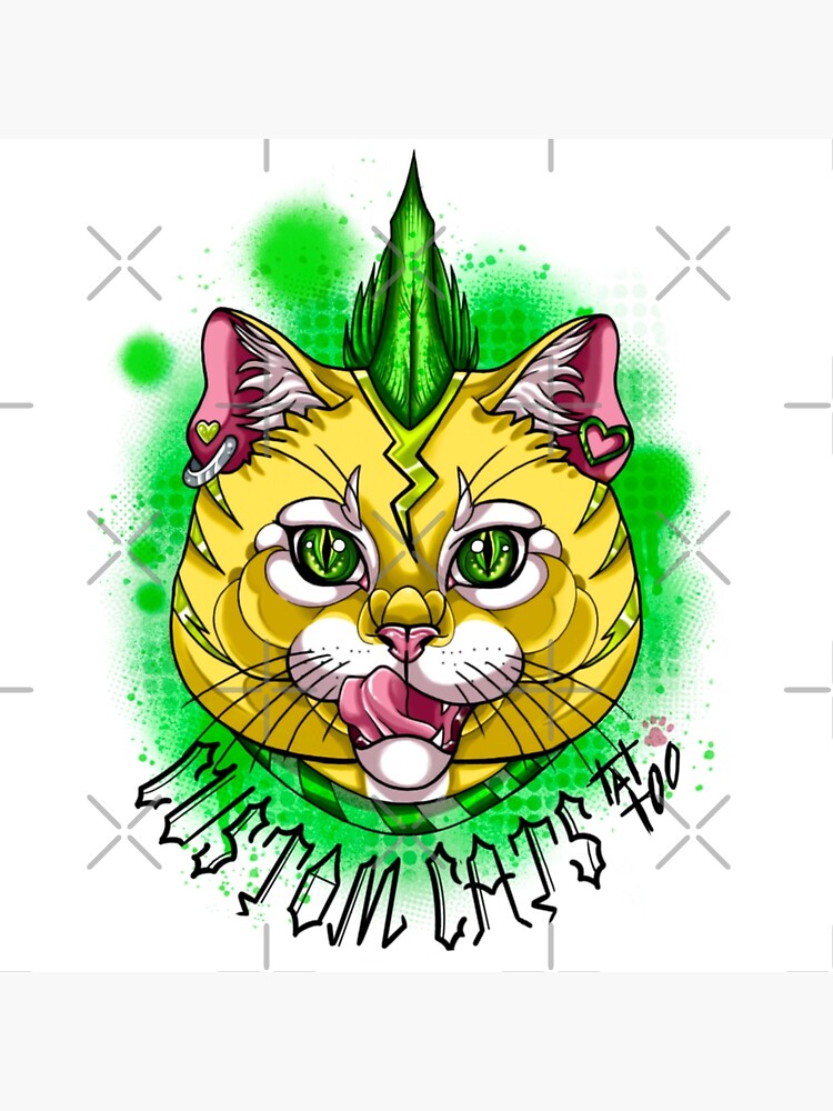 "Custom Cats Tattoo Electric Punk Cat Merch" Poster for Sale by