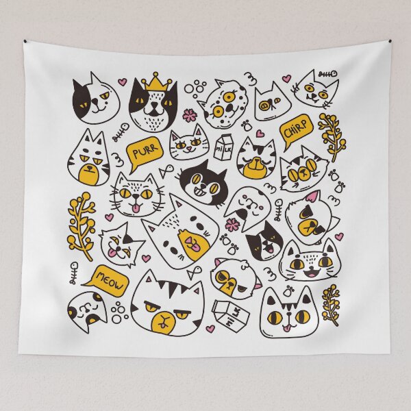 Item preview, Cat face doodles designed and sold by GazingNeko.