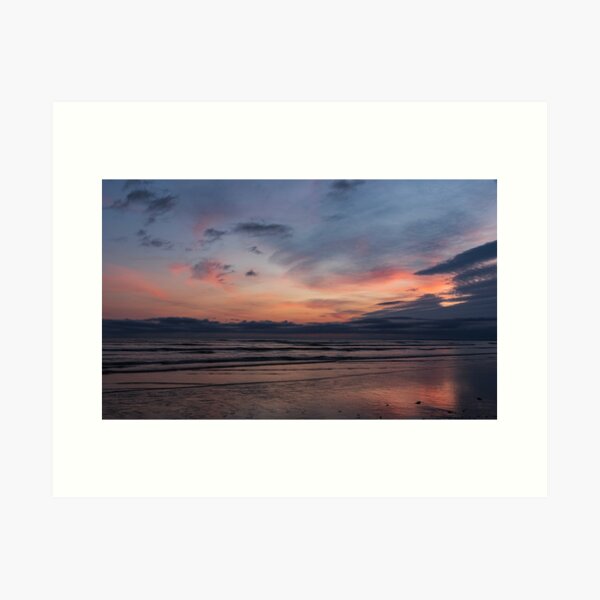 Sunset at Cefn Sidan Beach in Wales UK Art Print