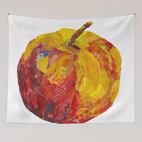 Item preview, Eat me! Red apple in mixed media collage designed and sold by kittyvdheuvel.