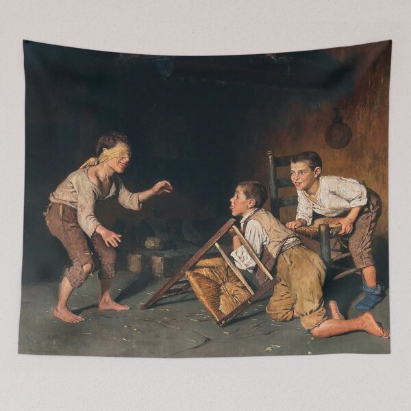 Item preview, Blind Man's Buff | Giuseppe Contantini | 1890 Wholesome Italian Art designed and sold by CJET.