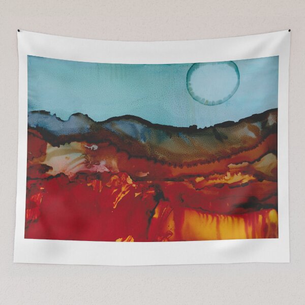 Item preview, Sunset in the mountains - alcohol ink painting designed and sold by kittyvdheuvel.