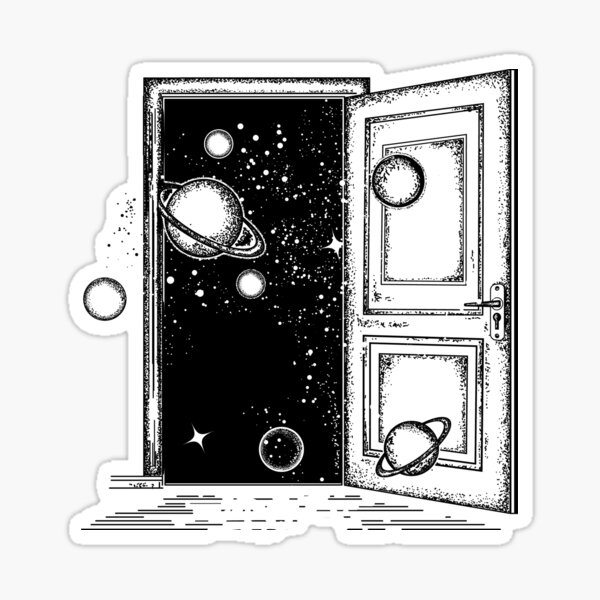 Open door in universe Sticker
