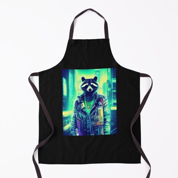 Item preview, Portrait Cyberpunk Racoon In Jacket, Dystopian City designed and sold by DanLopesMerch.