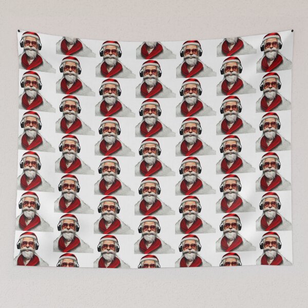 Item preview, Santa wearing headphone and sunglasses AI generated art designed and sold by seelya83.