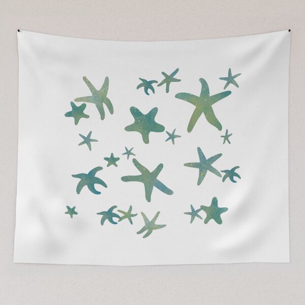 Item preview, Starfish watercolor silhouette blue and greens designed and sold by Krista Robertson.