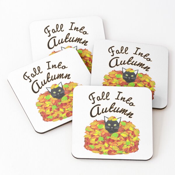 Item preview, Fall Into Autumn. Kitty Cat in Pile of Colorful Leaves. (White Background) designed and sold by ArtByLM.