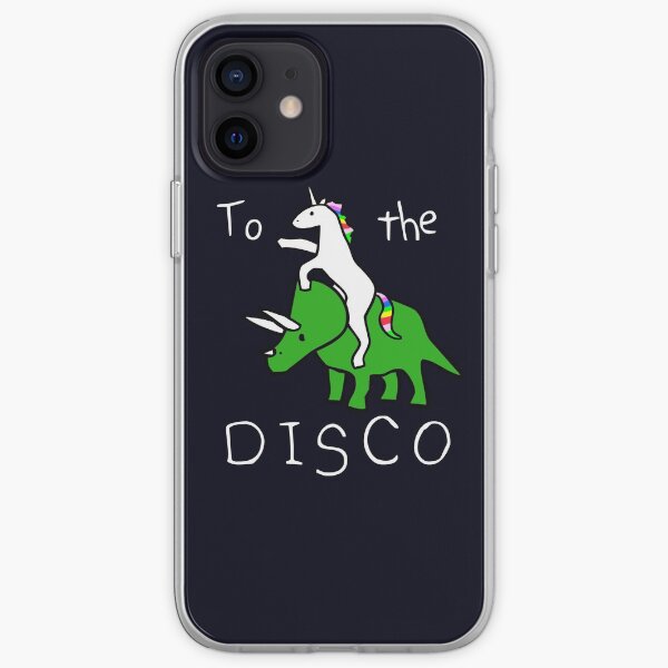 To The Disco (white text) Unicorn Riding Triceratops iPhone Soft Case