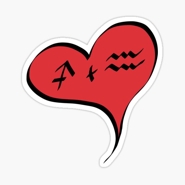 Sagittarius + Aquarius in Love Zodiac Heart Sticker