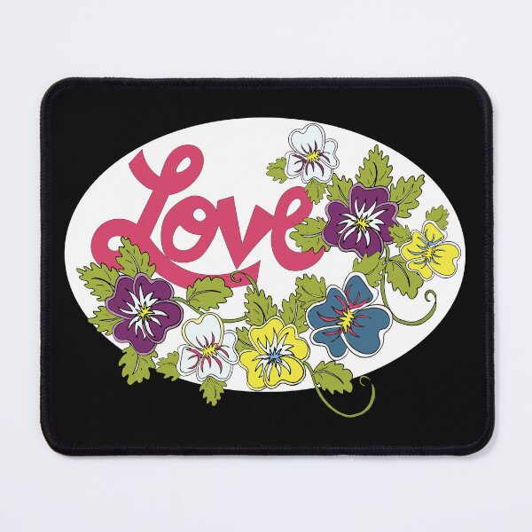 Item preview, LOVE text surrounded by multi colored pansies designed and sold by AngelDawnDesign.