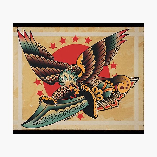 Item preview, Traditional Eagle And Dagger Print designed and sold by Aloha-Life-808.