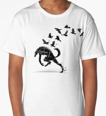 Werewolf Running from Ravens Long T-Shirt