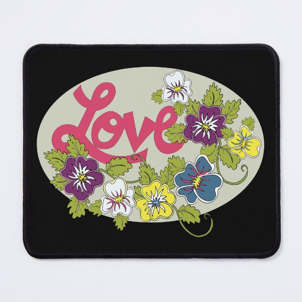 Item preview, LOVE text surrounded by multi colored pansies designed and sold by AngelDawnDesign.