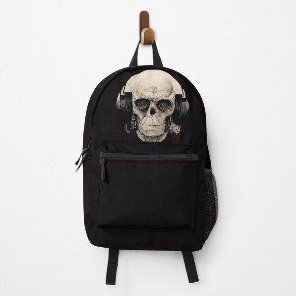 Item preview, tattoo skull with headphones-Music Skull -Skull Wearing Headphones designed and sold by hassendz.