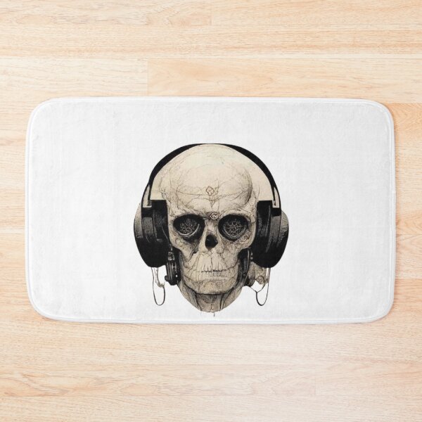 Item preview, tattoo skull with headphones-Music Skull -Skull Wearing Headphones designed and sold by hassendz.