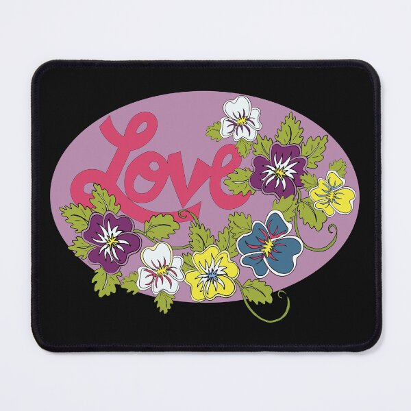 Item preview, LOVE text surrounded by multi colored pansies designed and sold by AngelDawnDesign.