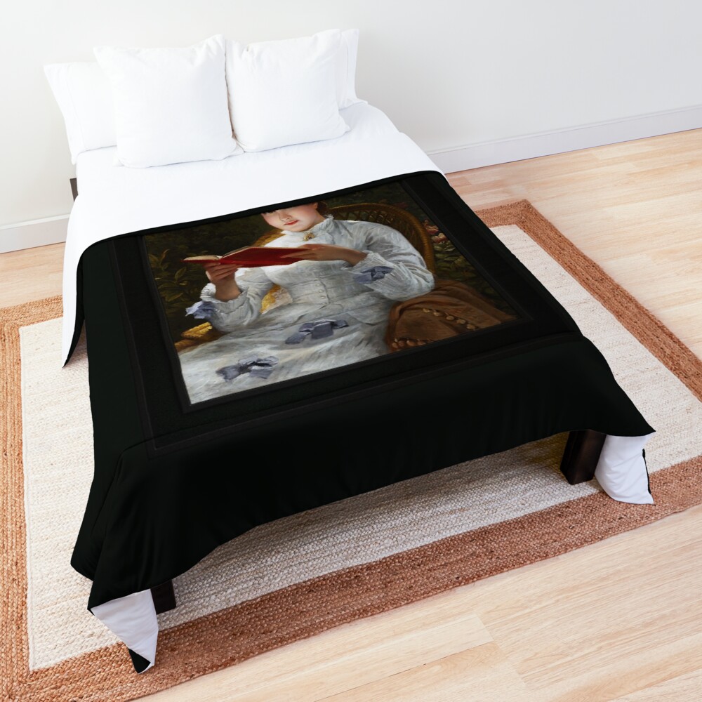 Ana Bolena Arquer by Jules Adolphe Goupil - Beauty Sitting In A Garden 2 Ana Bolena Arquer by Jules Adolphe Goupil Remastered Xzendor7 Classical Art Old Masters Reproductions Comforter