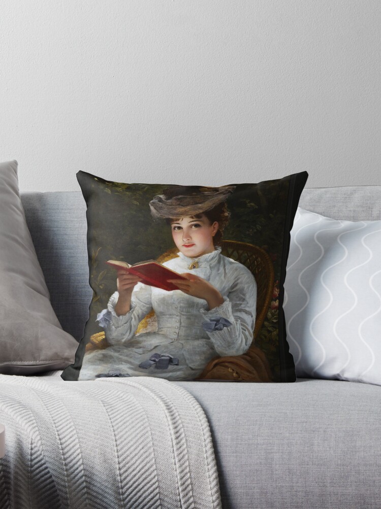 Ana Bolena Arquer by Jules Adolphe Goupil - Beauty Sitting In A Garden 2 Ana Bolena Arquer by Jules Adolphe Goupil Remastered Xzendor7 Classical Art Old Masters Reproductions Decorative Art Print Throw Pillow