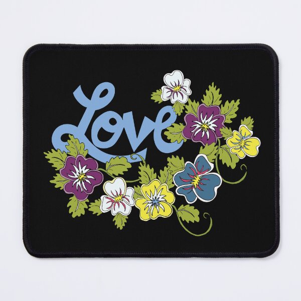 Item preview, LOVE text surrounded by multi colored pansies designed and sold by AngelDawnDesign.