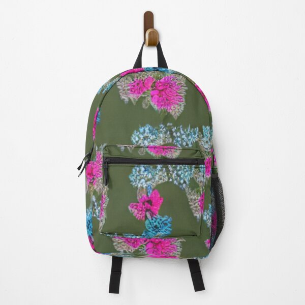 Item preview, Pink, blue flower patterns and green background designed and sold by ArteEterno.