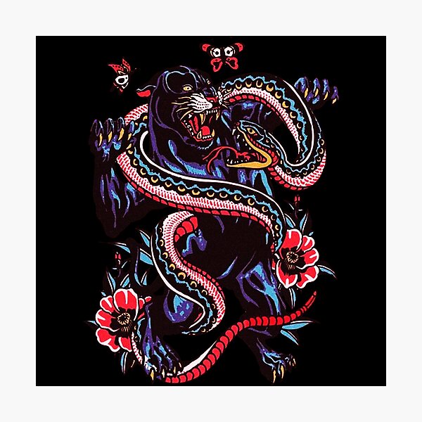 Tradition Reaper Tattoo Art Print Halloween Tattoo Flash Posters Panther  Snake Wall Art Skull Home Decor Unique Gift - AliExpress