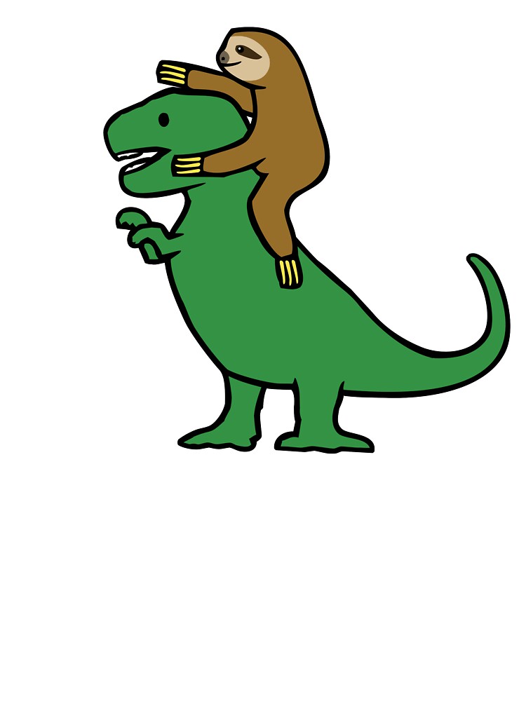 sloth riding t rex