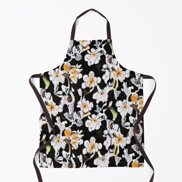 Item preview, White flower patterns with black dots and black background designed and sold by ArteEterno.