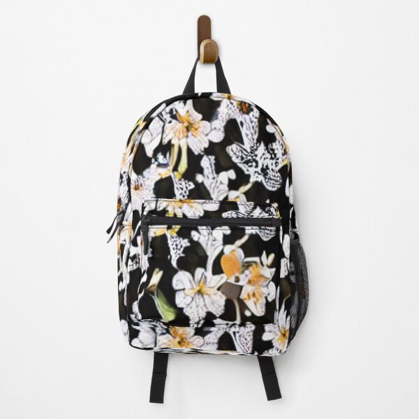 Item preview, White flower patterns with black dots and black background designed and sold by ArteEterno.