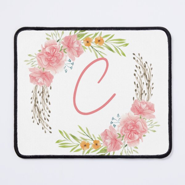 Item preview, Wreath Monogram C Floral Rose designed and sold by LaneyRyDesigns.