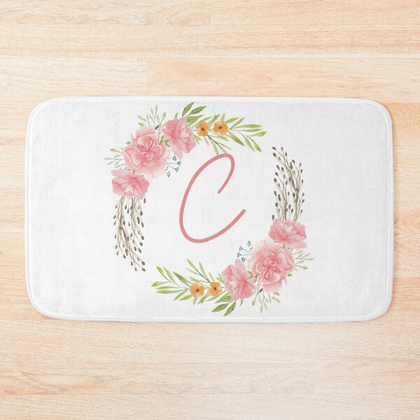 Item preview, Wreath Monogram C Floral Rose designed and sold by LaneyRyDesigns.