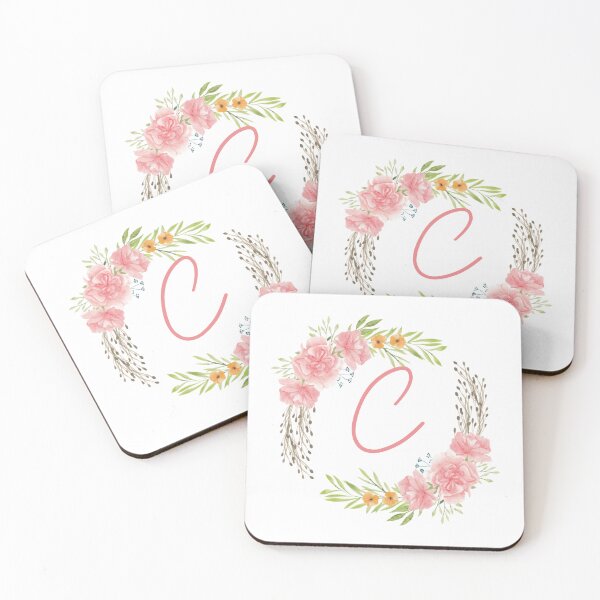 Item preview, Wreath Monogram C Floral Rose designed and sold by LaneyRyDesigns.